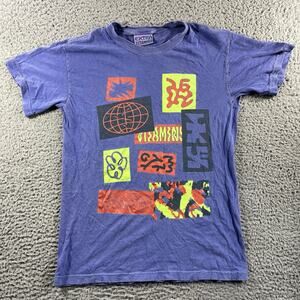 Extra Vitamins T Shirt Mens Small Blue Grunge Hippie Skater Surf Abstract Y2K